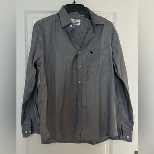 Abercrombie Fitch London Muscle Button Down Shirt Long Sleeve gray Mens M preppy